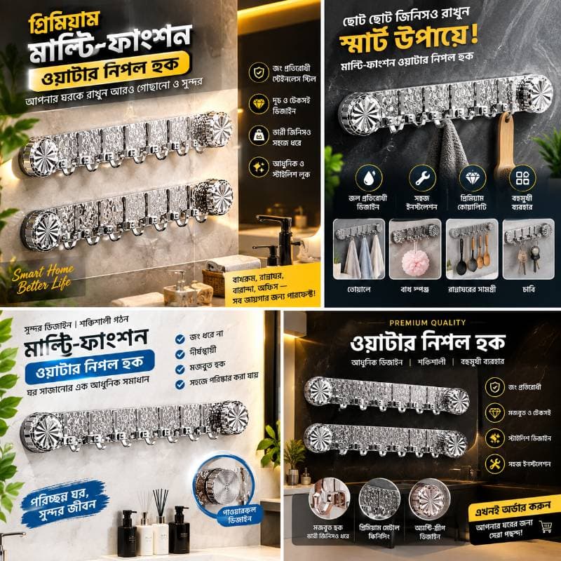 (২ পিচ) High Quality Wall Hook thumbnail 2