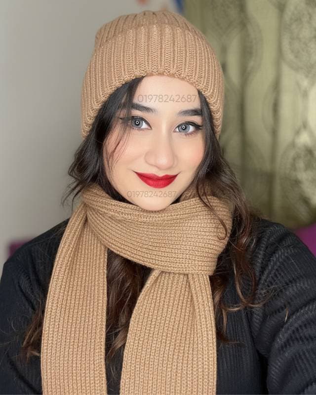 Windproof Cap with Scarf (Dark Gold)