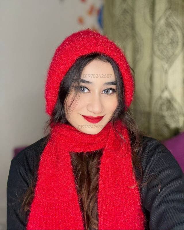 Windproof Cap with Scarf (RED colour)