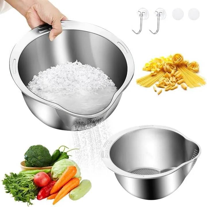 ৩ পিস ফ্রি ডেলিভারি-Rice Washer Strainer Bowl